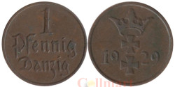 Данциг. 1 пфенниг 1929 год. Два креста увенчанных короной.