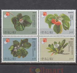 Квартблок. Палау 1997 год. Цветы. Цветки мангровых растений.