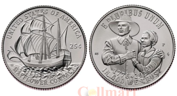  США. 25 центов 2026 год. Мэйфлауэрское соглашение. (P) 