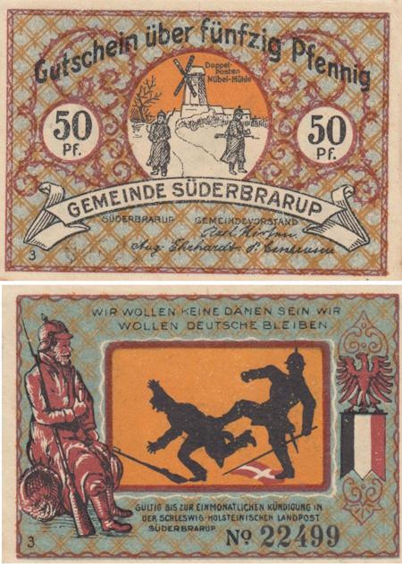  Бона. Германия. Зюдербраруп 50 пфеннигов без года (вариант 3). Нотгельд. (XF) 