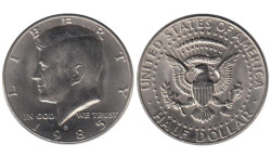США. 1/2 доллара 1985 год. Джон Кеннеди. (D)