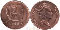 Фиджи. 2 цента 1990 год. Веерная пальма.