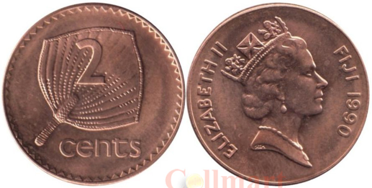 Фиджи. 2 цента 1990 год. Веерная пальма.   Фиджи. 2 цента 1990 год. Веерная пальма.