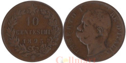Италия. 10 чентезимо 1893 год. Король Умберто I. (BI)