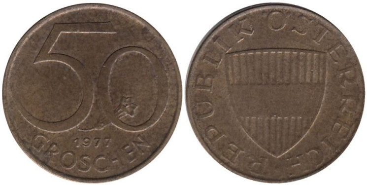  Австрия. 50 грошей 1977 год. 