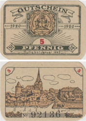 Бона. Германия. Данненберг 5 пфеннигов 1920 год. Нотгельд. (XF)
