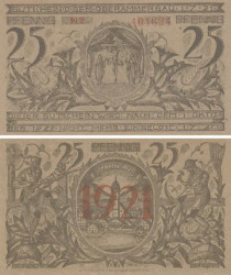 Бона. Германия. Обераммергау 25 пфеннигов 1921 год. Нотгельд. (XF)
