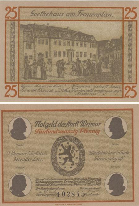  Бона. Германия. Веймар 25 пфеннигов 1921 год (вариант 5). Нотгельд. (XF) 