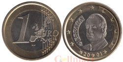 Испания. 1 евро 2001 год. Король Хуан Карлос I.