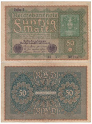 Бона. Германия 50 марок 1919 год. Женщина. Серия 2. (F)