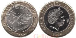 Фолклендские острова. 2 фунта 2004 год. 30 лет монетам Фолклендов.