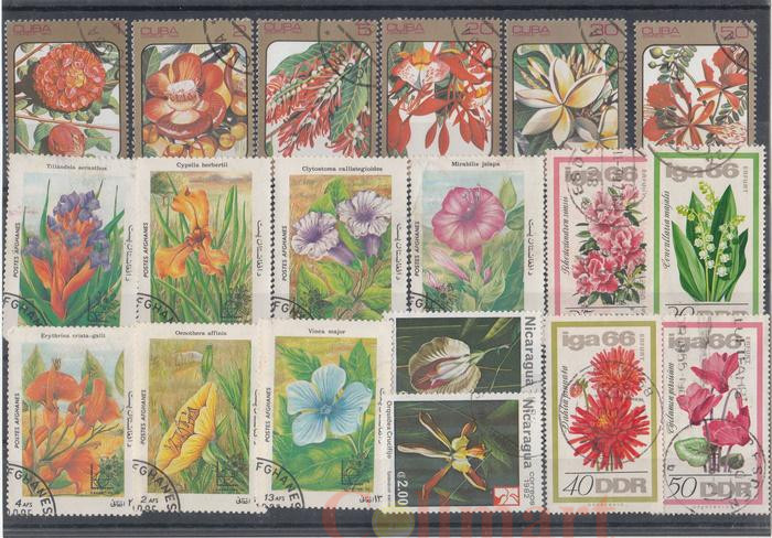  Набор марок. Цветы. 19 марок + планшетка. № 702 