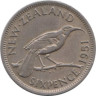  Новая Зеландия. 6 пенсов 1951 год. Разноклювая гуйя. 