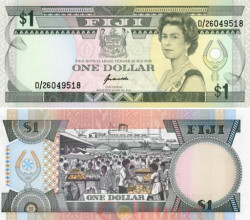 Бона. Фиджи 1 доллар 1993 год. Королева Елизавета II. (Пресс)