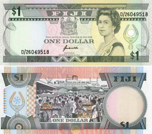  Бона. Фиджи 1 доллар 1993 год. Королева Елизавета II. (Пресс) 