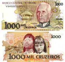 Бона. Бразилия 1000 крузейро 1990 - 1991 год. Маршал Рондон Кандидо. (Пресс)