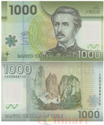 Бона. Чили 1000 песо 2020 год. Гуанако (Лама гуанико). (Пресс)