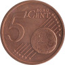  Германия. 5 евроцентов 2005 год. Дубовые листья. (F) 