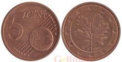 Германия. 5 евроцентов 2005 год. Дубовые листья. (F)