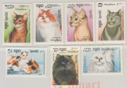 Набор марок. Камбоджа. Домашние кошки (2-й выпуск). 7 марок.