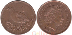 Гибралтар. 1 пенни 2002 год. Берберская куропатка.