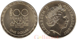 Австралия. 1 доллар 2017 год. 100 лет АНЗАК.