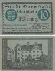 Бона. Германия. Дармштадт 10 пфеннигов 1920 год. Нотгельд. (F)