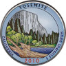  США. 25 центов 2010 год. 3-й парк. Национальный парк Йосемити. цветное покрытие (Р). 