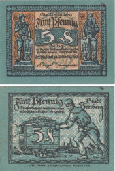 Бона. Германия. Фрайберг 5 пфеннигов 1922 год. Нотгельд. (XF)