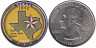  США. 25 центов 2004 год. Квотер штата Техас. цветное покрытие (P). 