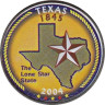  США. 25 центов 2004 год. Квотер штата Техас. цветное покрытие (P). 