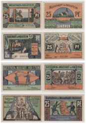 Набор банкнот. Германия. Нойштадт-ин-Хольштайн 25 пфеннигов 1921 год. Нотгельды, 4 штуки. (XF)