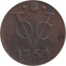  Голландская Ост-Индская компания (VOC). 1 дуит 1754 год. 