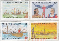 Набор марок. Антигуа и Барбуда. Вторая экспедиция Христофора Колумба. 4 марки.