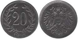 Австрия. 20 геллеров 1918 год.