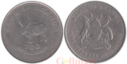 Уганда. 100 шиллингов 1998 год. Африканский бык.