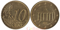 Германия. 10 евроцентов 2005 год. Бранденбургские ворота. (F)