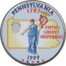  США. 25 центов 1999 год. Квотер штата Пенсильвания. цветное покрытие (P). 