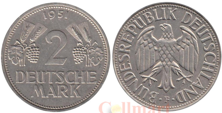  Германия (ФРГ). 2 марки 1951 год. (F) 
