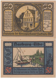 Бона. Германия. Харбург (Швабия) 50 пфеннигов 1921 год. Рыбаки. Нотгельд. (XF)