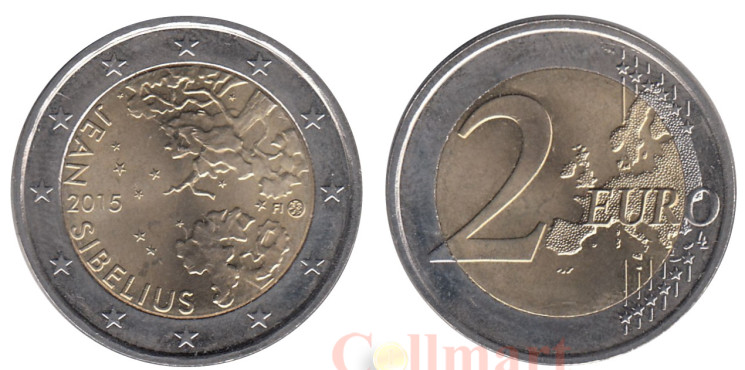  Финляндия. 2 евро 2015 год. 150 лет со дня рождения Яна Сибелиуса. 