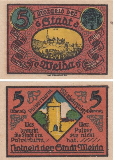  Бона. Германия. Вайда 5 пфеннигов 1920 год. Нотгельд. (XF) 