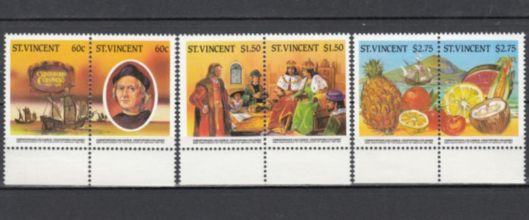  Набор марок. Сент-Винсент и Гренадины 1986 год. 500 лет открытию Америки Христофором Колумбом. (6 марок) 