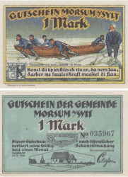 Бона. Германия. Морсум (Зильт) 1 марка 1921 год. Нотгельд. (XF)