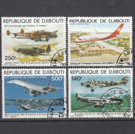  Набор марок. Джибути 1979-1980 год. Самолеты. История авиации. (4 марки) 