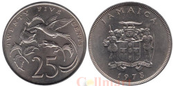 Ямайка. 25 центов 1975 год. Вымпелохвостый колибри.