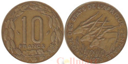 Центральная Африка (BEAC). 10 франков 1975 год. Африканские антилопы.