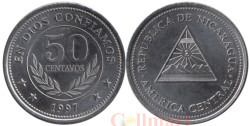 Никарагуа. 50 сентаво 1997 год. Герб.
