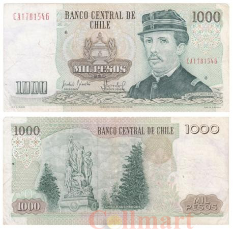  Бона. Чили 1000 песо 1990 год. Игнасио Каррера Пинто. (F) 