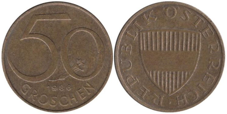  Австрия. 50 грошей 1986 год. 